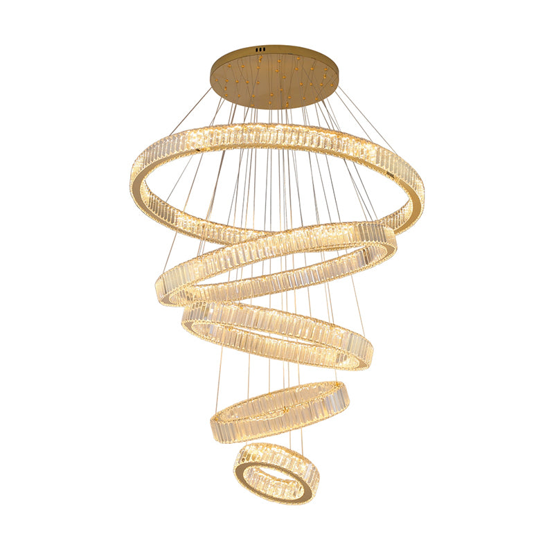 Multi-Tier Modern Style Chandelier Lighting Fixtures Crystal Hanging Chandelier in Gold