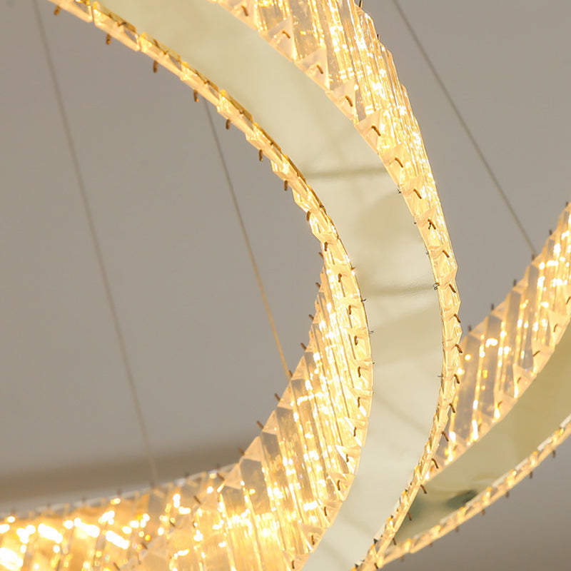 Multi-Tier Modern Style Chandelier Lighting Fixtures Crystal Hanging Chandelier in Gold