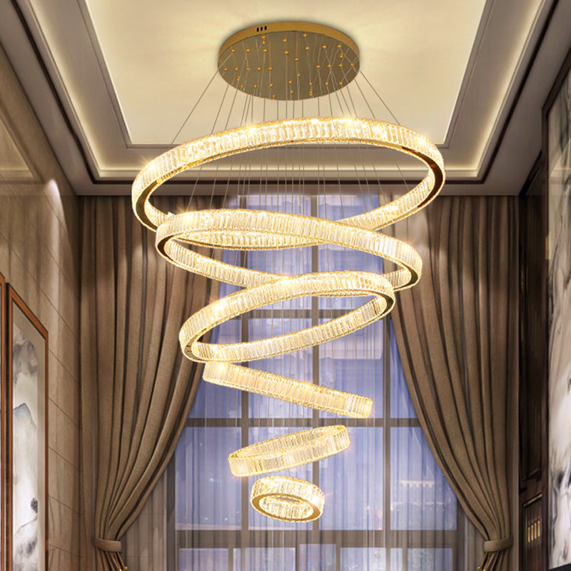 Multi-Tier Modern Style Chandelier Lighting Fixtures Crystal Hanging Chandelier in Gold