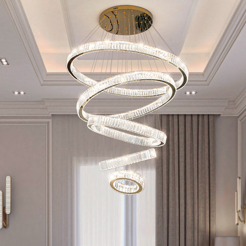 Multi-Tier Modern Style Chandelier Lighting Fixtures Crystal Hanging Chandelier in Gold