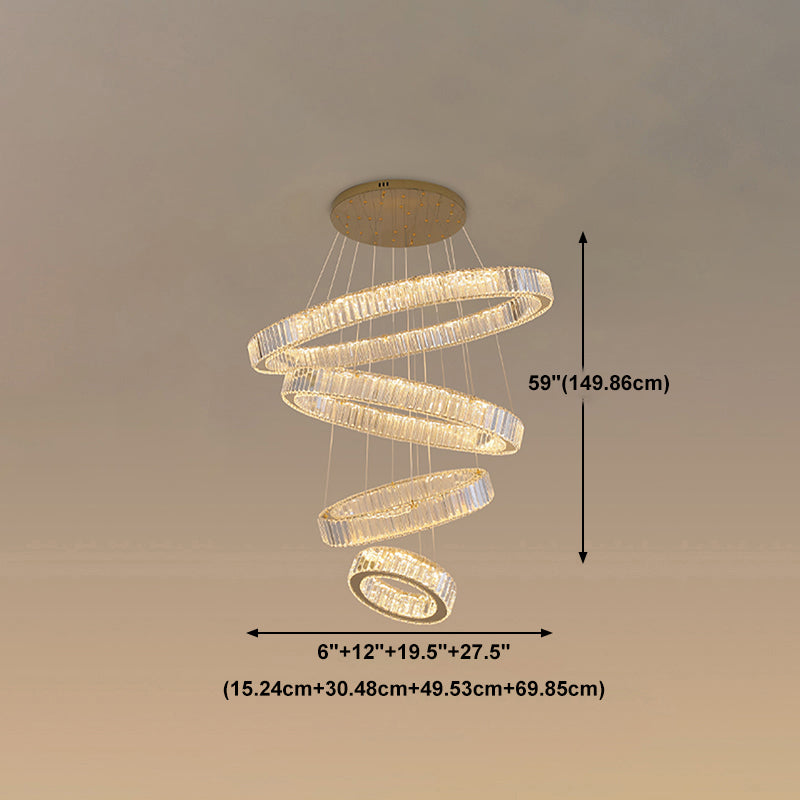 Multi-Tier Modern Style Chandelier Lighting Fixtures Crystal Hanging Chandelier in Gold