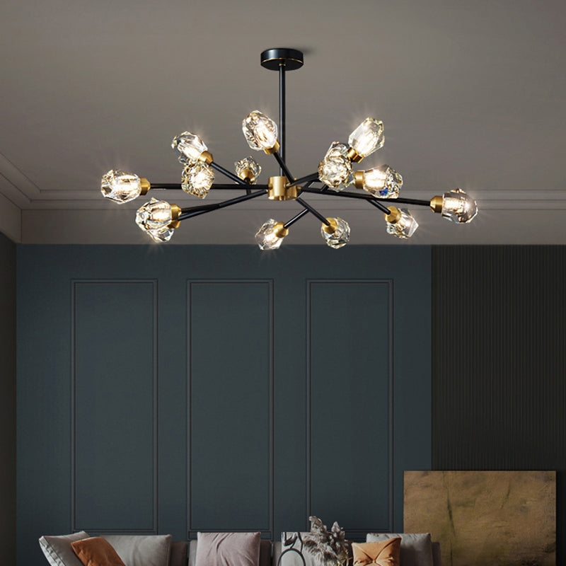 Modern Style Sputnik Chandelier Lighting Crystal Chandelier in Black