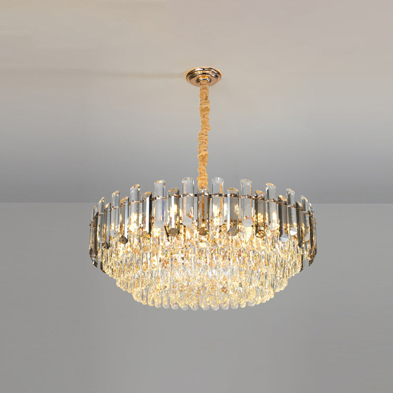 Round Shade Chandelier Lighting Modern Crystal Pendant Light in Clear for Dining Room