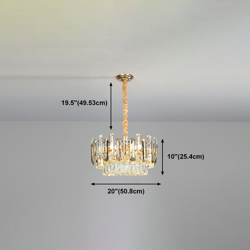 Round Shade Chandelier Lighting Modern Crystal Pendant Light in Clear for Dining Room
