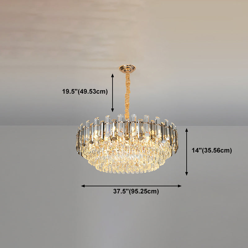 Round Shade Chandelier Lighting Modern Crystal Pendant Light in Clear for Dining Room