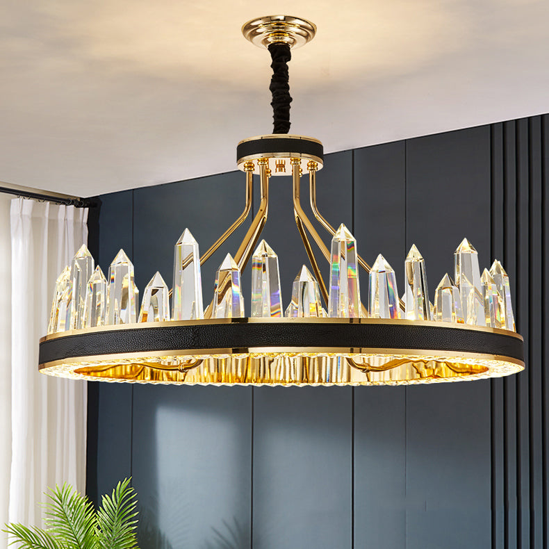 Contemporary Chandelier Light Fixture K9 Crystal Pendant Chandelier in Black