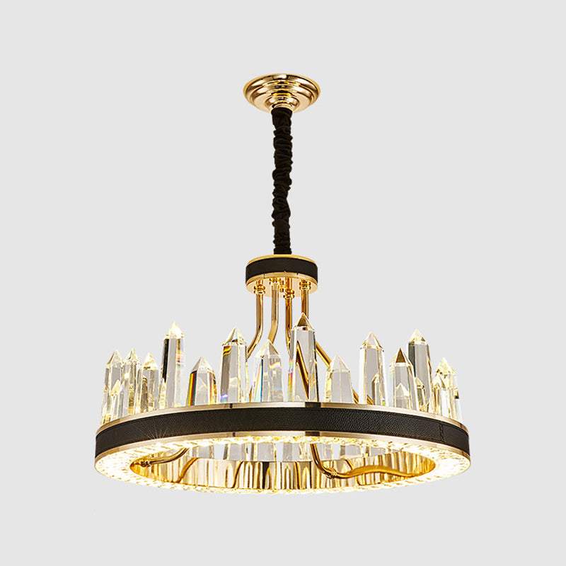 Contemporary Chandelier Light Fixture K9 Crystal Pendant Chandelier in Black