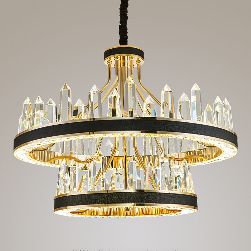 Contemporary Chandelier Light Fixture K9 Crystal Pendant Chandelier in Black