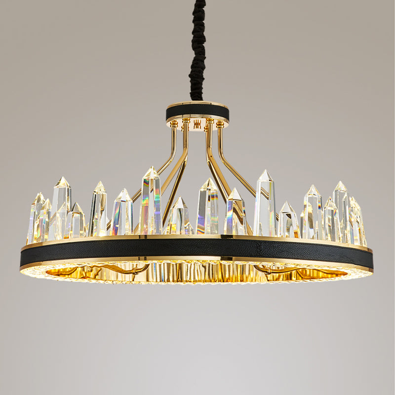 Contemporary Chandelier Light Fixture K9 Crystal Pendant Chandelier in Black