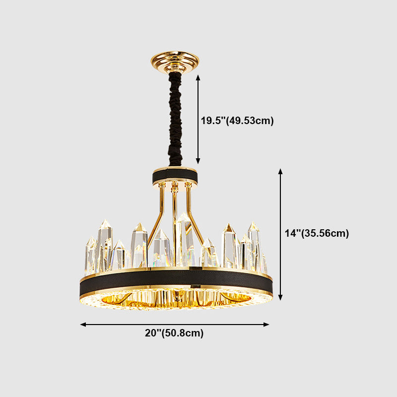 Contemporary Chandelier Light Fixture K9 Crystal Pendant Chandelier in Black