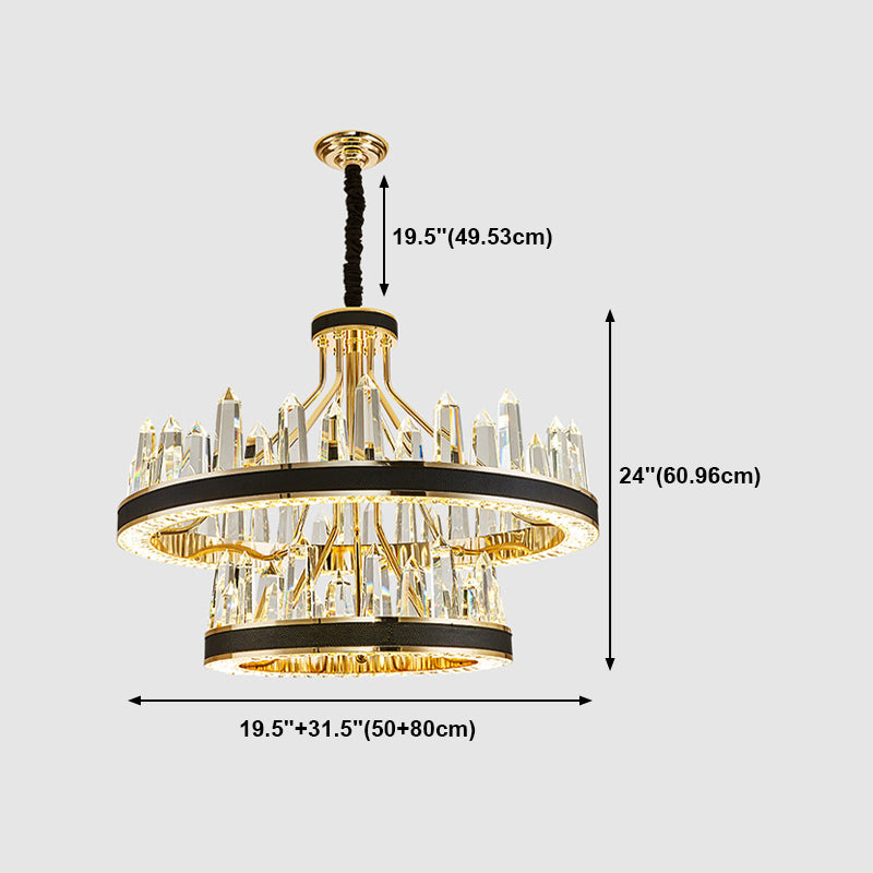 Contemporary Chandelier Light Fixture K9 Crystal Pendant Chandelier in Black