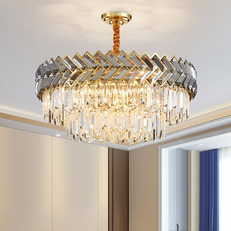 Contemporary Round Pendant Light Fixture Crystal Living Room Chandelier in Gold