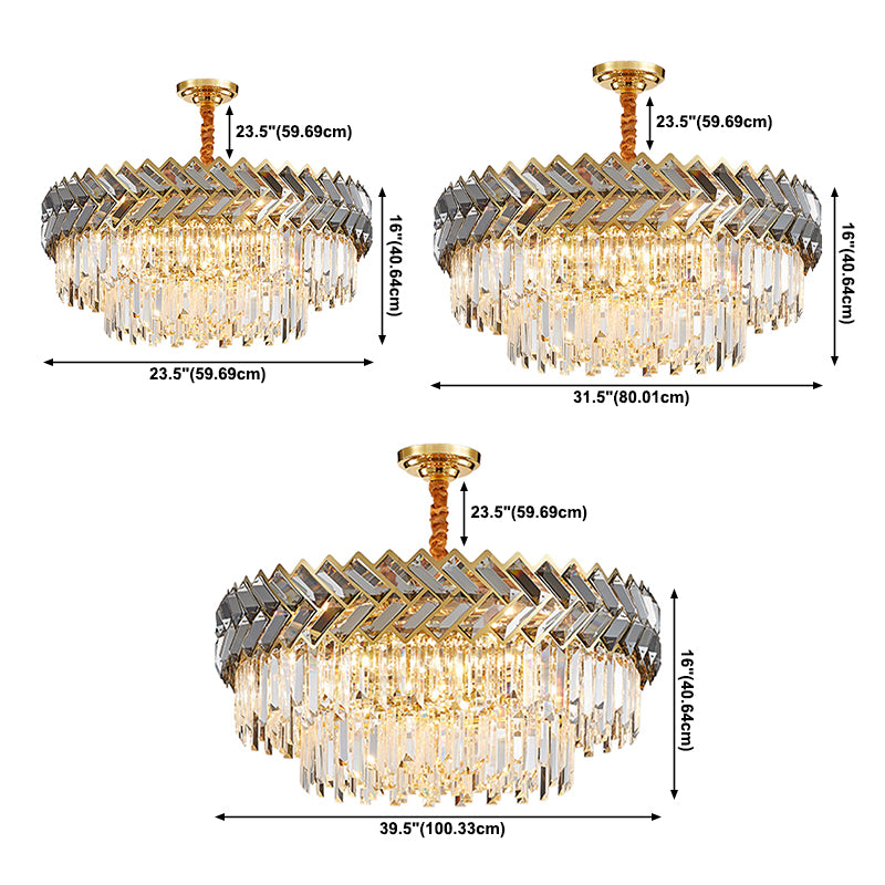 Contemporary Round Pendant Light Fixture Crystal Living Room Chandelier in Gold