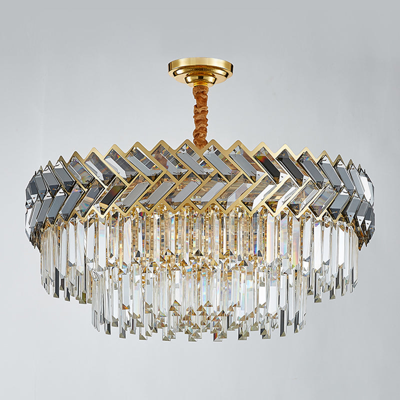 Contemporary Round Pendant Light Fixture Crystal Living Room Chandelier in Gold