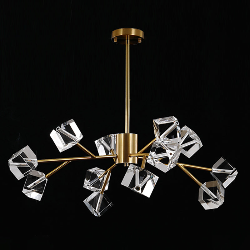 Contemporary Sputnik Chandelier Lighting Beveled Crystal Ceiling Chandelier in Black