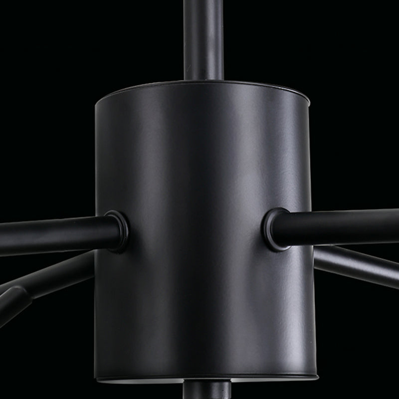 Contemporary Sputnik Chandelier Lighting Beveled Crystal Ceiling Chandelier in Black