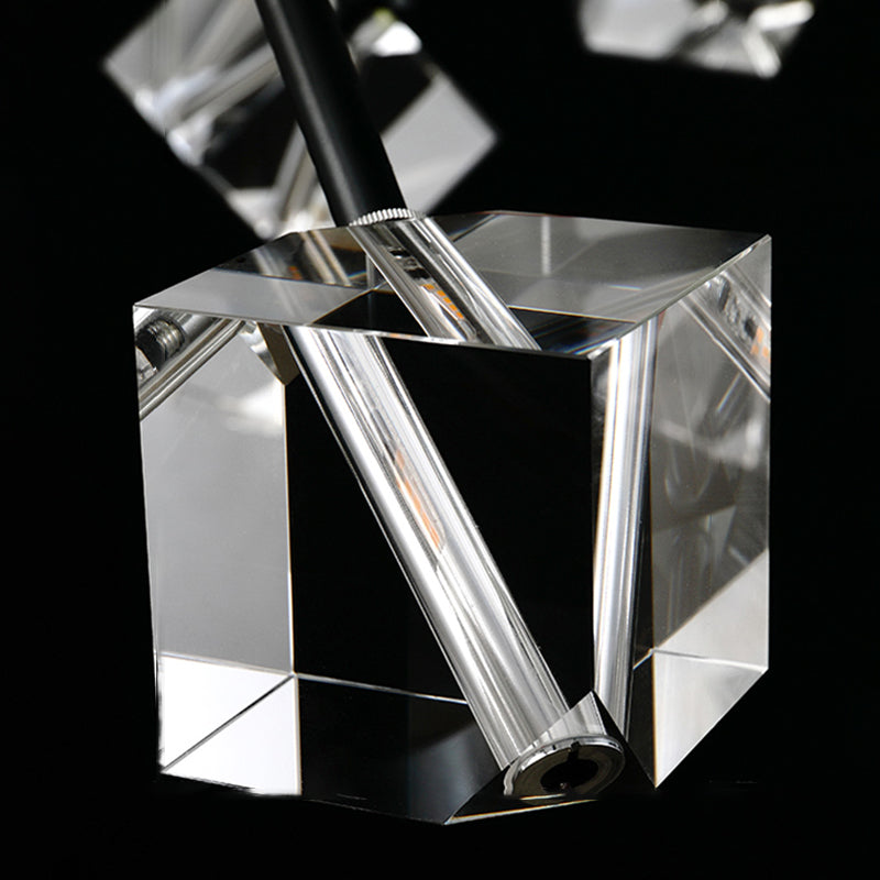 Contemporary Sputnik Chandelier Lighting Beveled Crystal Ceiling Chandelier in Black