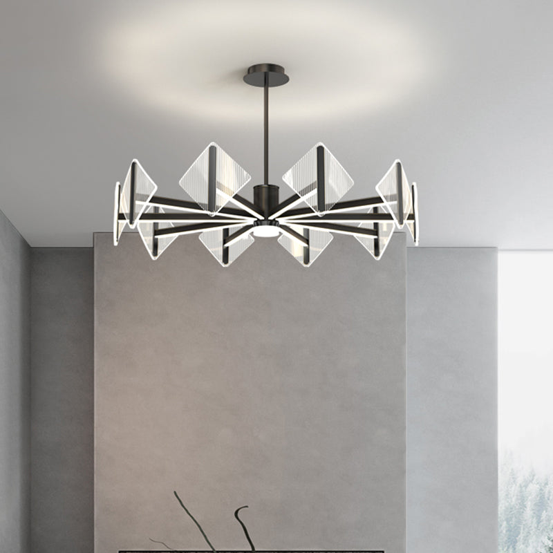 Creative Acrylic LED Chandelier Modern Style Pendant Light in Black for Bedroom
