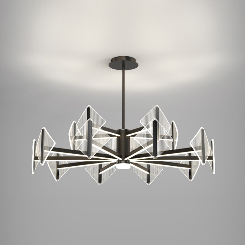 Creative Acrylic LED Chandelier Modern Style Pendant Light in Black for Bedroom