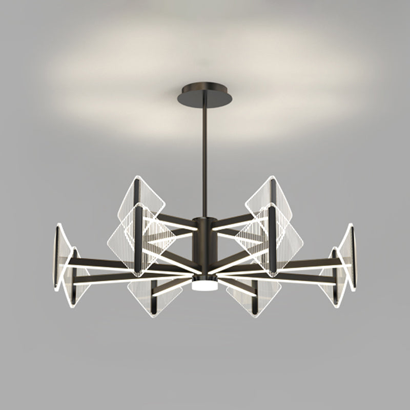 Creative Acrylic LED Chandelier Modern Style Pendant Light in Black for Bedroom