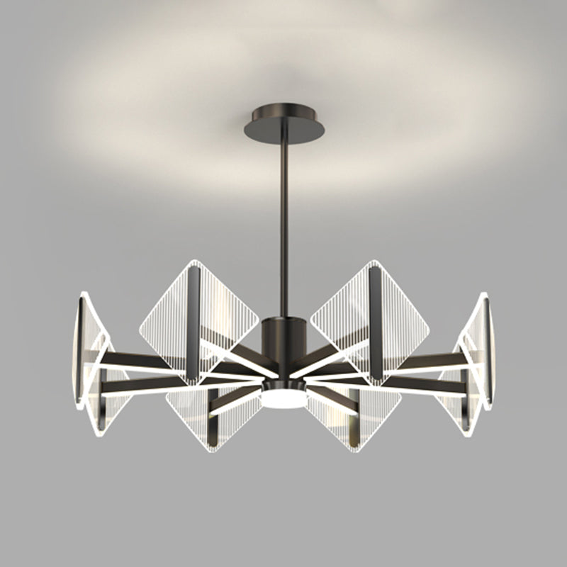 Creative Acrylic LED Chandelier Modern Style Pendant Light in Black for Bedroom