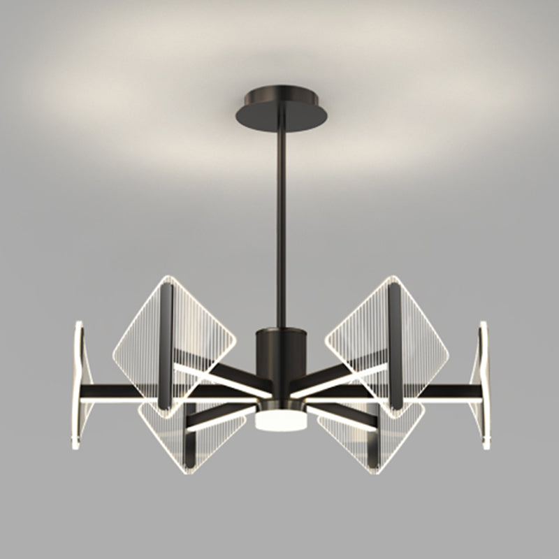 Creative Acrylic LED Chandelier Modern Style Pendant Light in Black for Bedroom