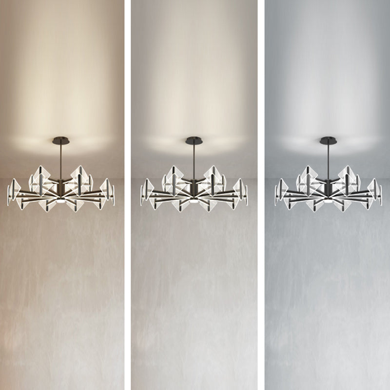 Creative Acrylic LED Chandelier Modern Style Pendant Light in Black for Bedroom