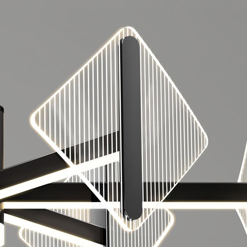 Creative Acrylic LED Chandelier Modern Style Pendant Light in Black for Bedroom