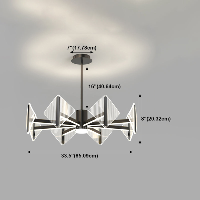 Creative Acrylic LED Chandelier Modern Style Pendant Light in Black for Bedroom