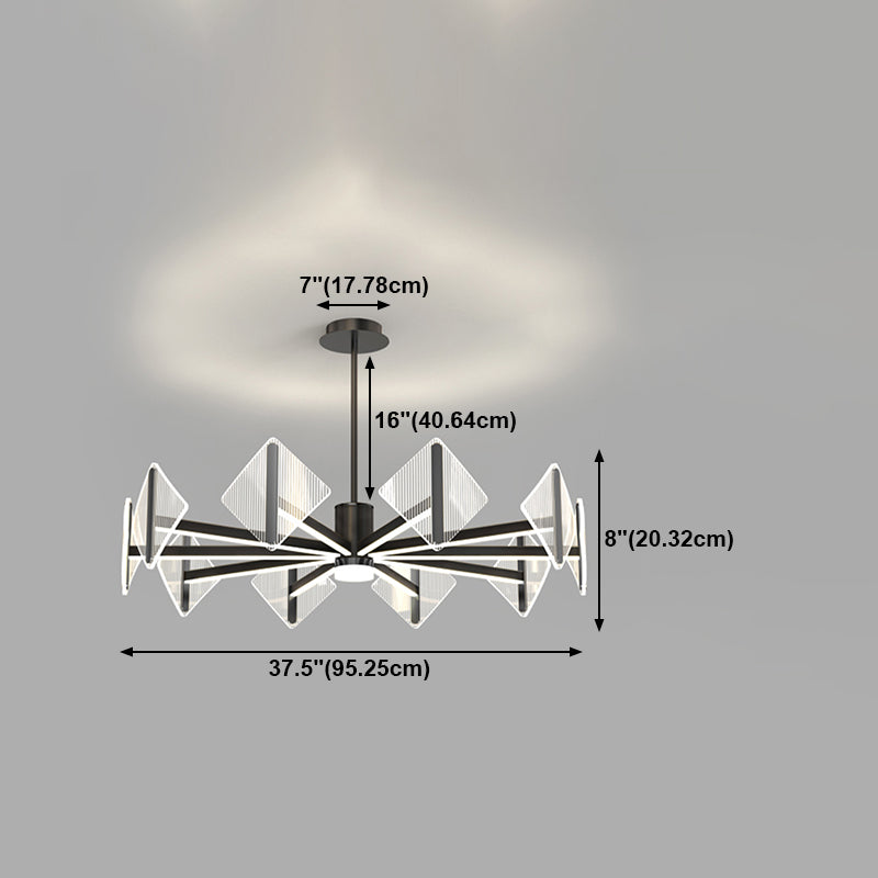 Creative Acrylic LED Chandelier Modern Style Pendant Light in Black for Bedroom