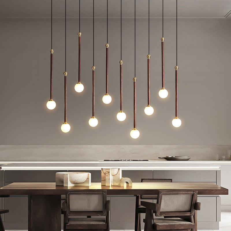 Multi -Light -kugelhaltiger Anhänger moderner Holzhängung Licht für Wohnzimmer