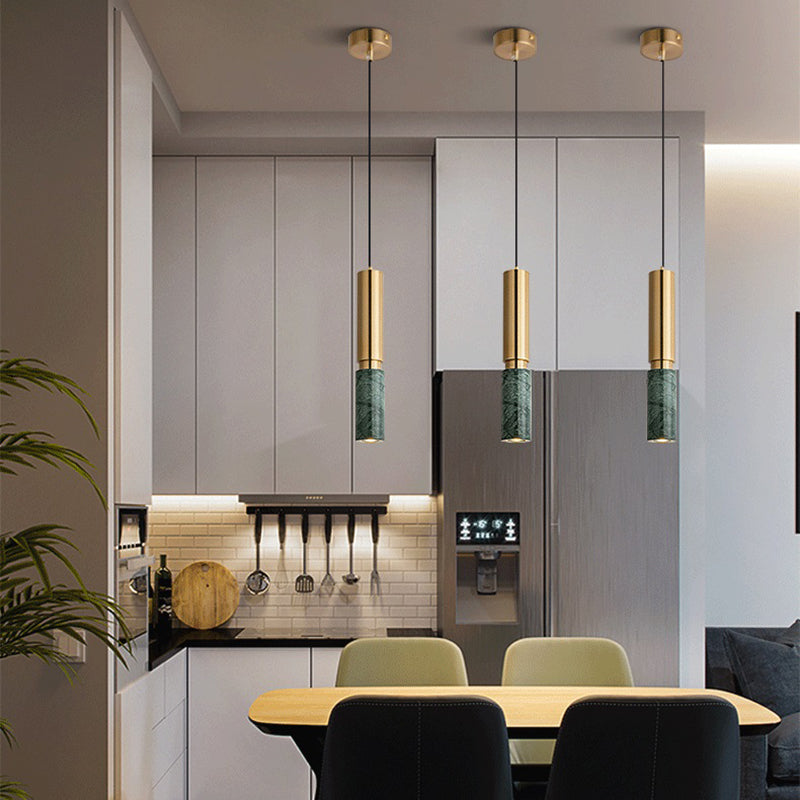 1-Light Line Hanging Pendant Modern Style Marble Hanging Lighting for Living Room