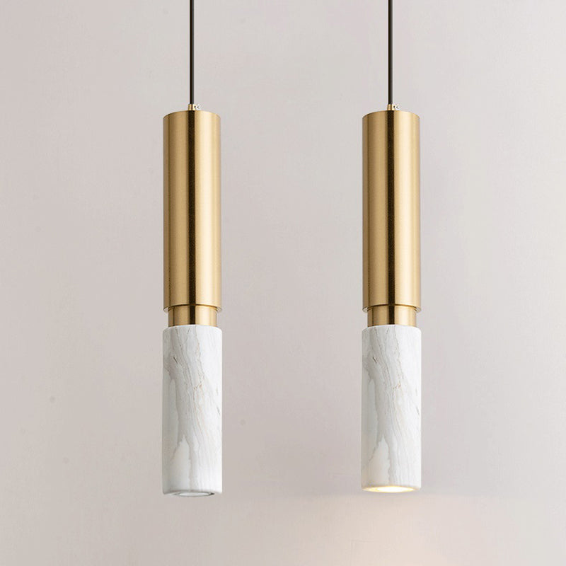 1-Light Line Hanging Pendant Modern Style Marble Hanging Lighting for Living Room