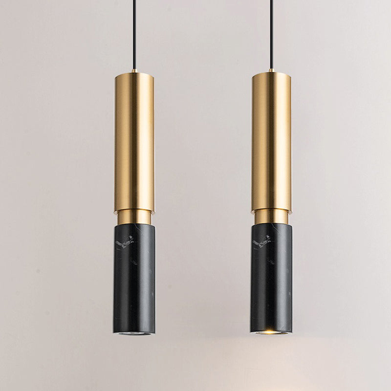 1-Light Line Hanging Pendant Modern Style Marble Hanging Lighting for Living Room