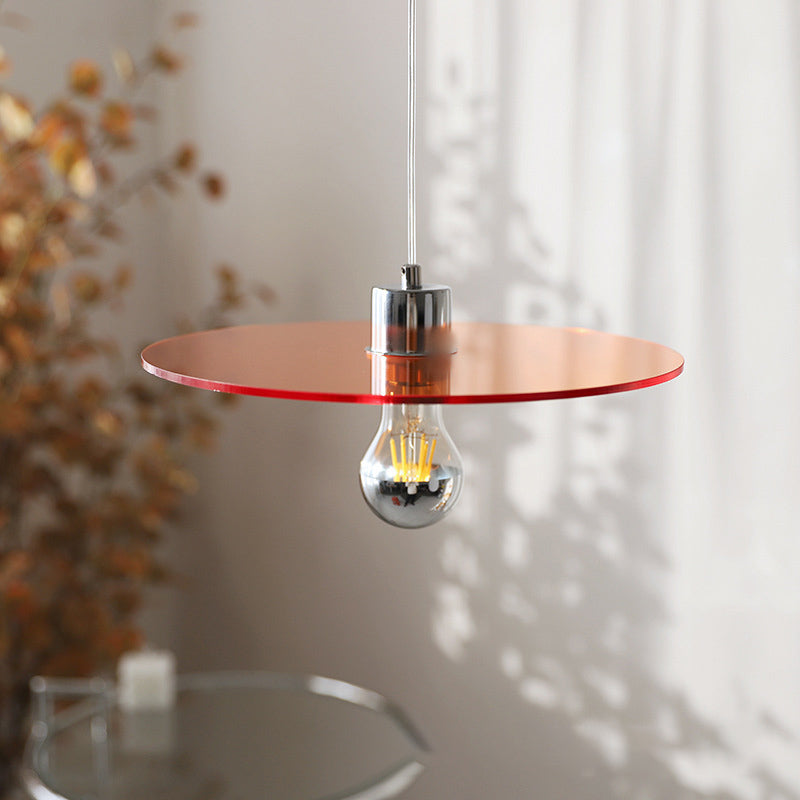 Circle Shape Hanging Lighting Modern Style Metal 1 Light Hanging Lamp for Bedside