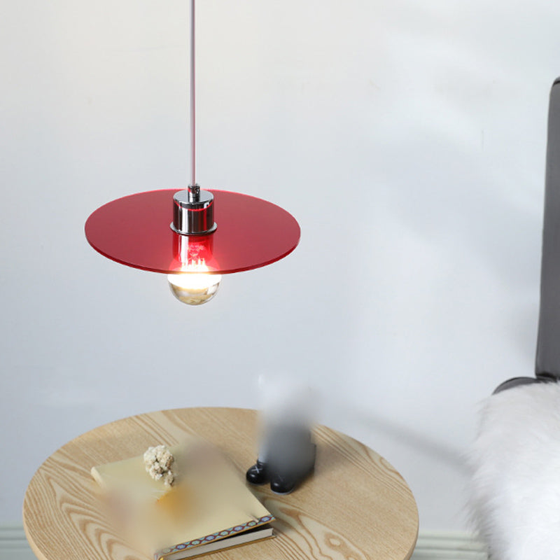 Circle Shape Hanging Lighting Modern Style Metal 1 Light Hanging Lamp for Bedside