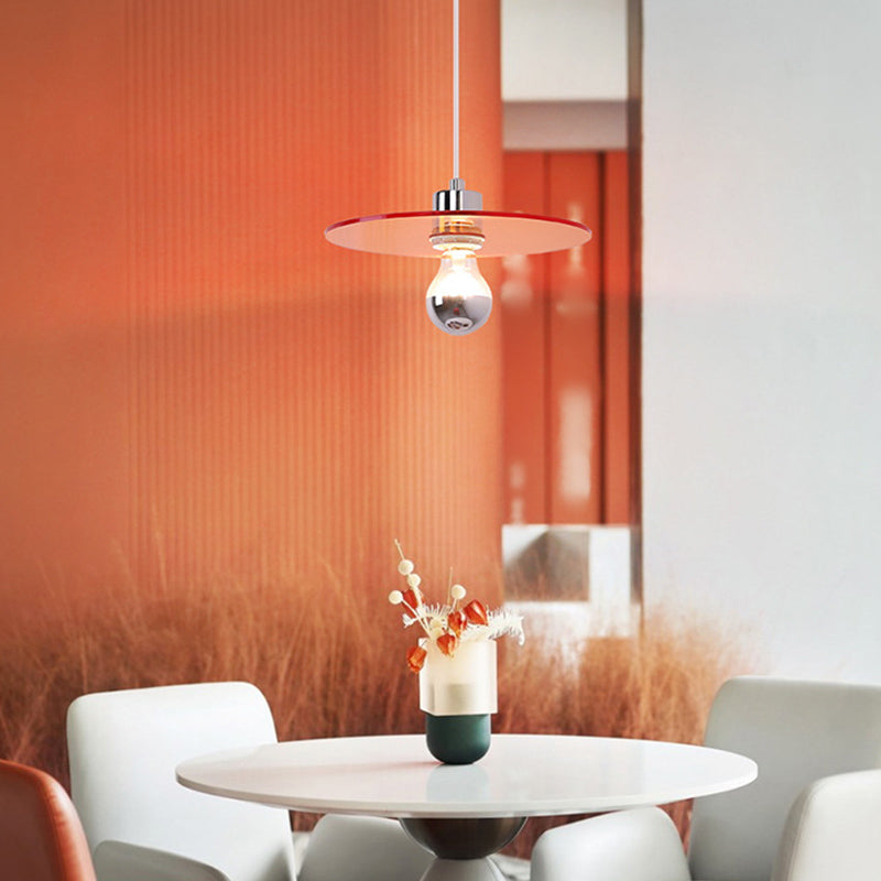 Circle Shape Hanging Lighting Modern Style Metal 1 Light Hanging Lamp for Bedside