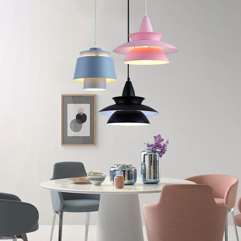 Luminaire pendant multicouche macaron aluminium 1 lampe à chute