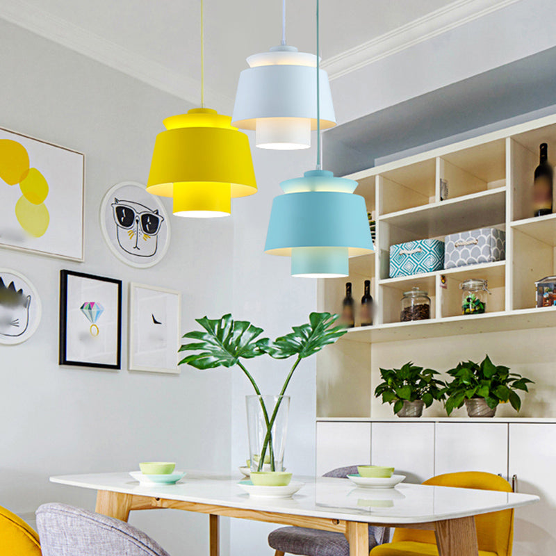 Luminaire pendant multicouche macaron aluminium 1 lampe à chute