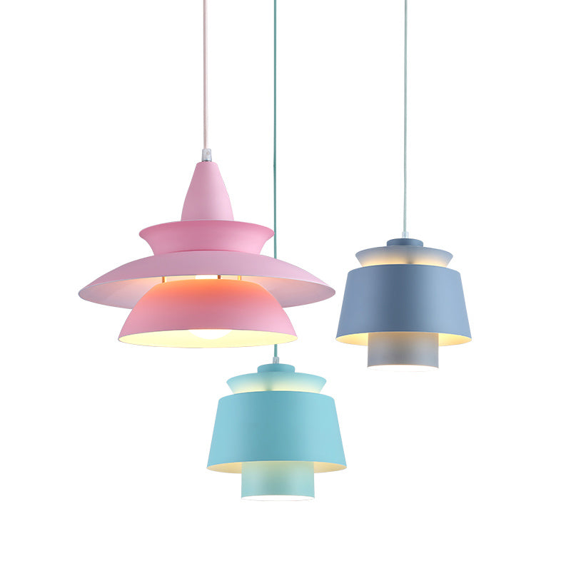 Luminaire pendant multicouche macaron aluminium 1 lampe à chute