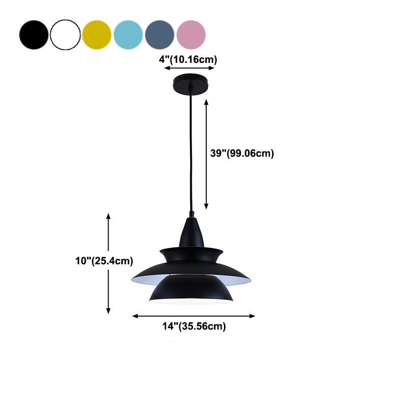 Luminaire pendant multicouche macaron aluminium 1 lampe à chute