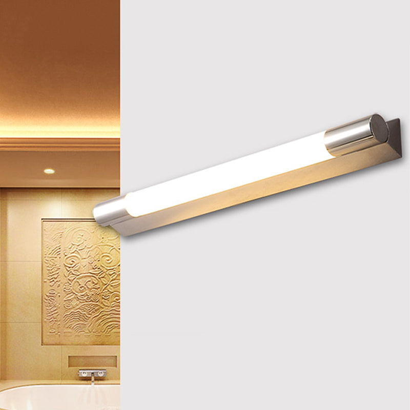 Vanity Light a forma di tubo moderno moderno metallico elegante 19,5 "/23" W Sconce da parete del bagno a LED in argento, luce calda/bianca