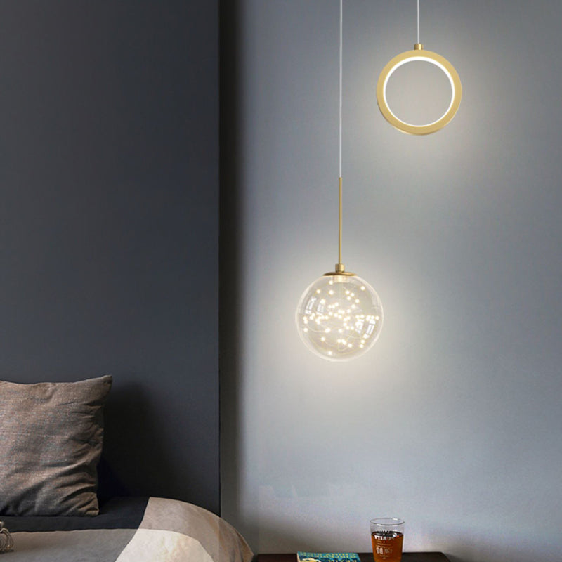 Ball Shape Glass Hanging Light Modern Style 2 lumières suspendues luminaire