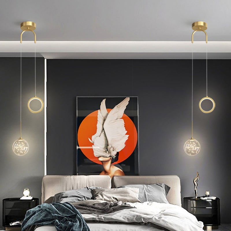 Ball Shape Glass Hanging Light Modern Style 2 lumières suspendues luminaire