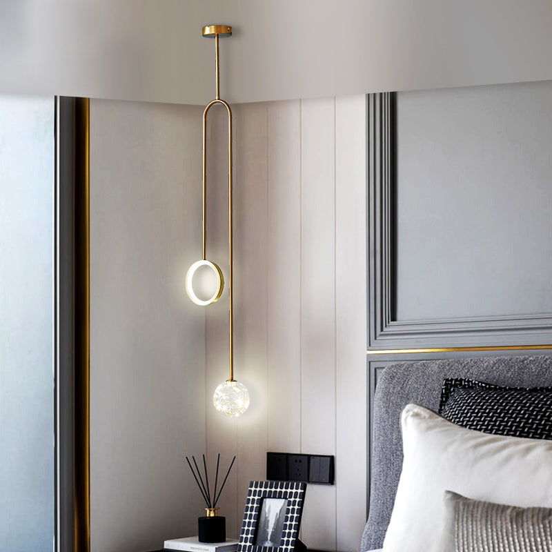 Ball Shape Glass Hanging Light Modern Style 2 lumières suspendues luminaire