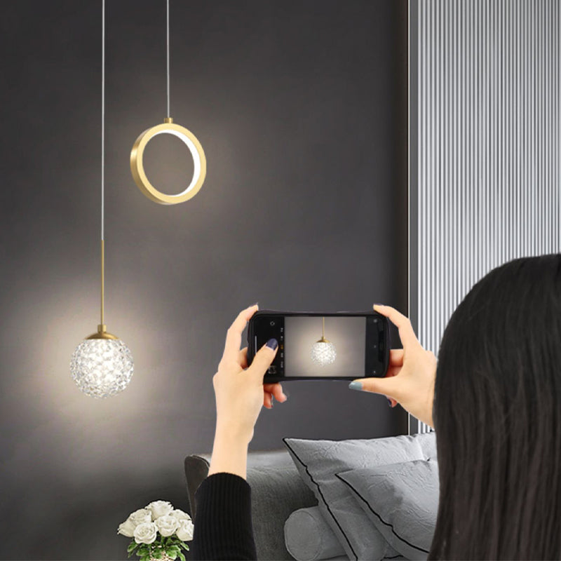 Ball Shape Glass Hanging Light Modern Style 2 lumières suspendues luminaire