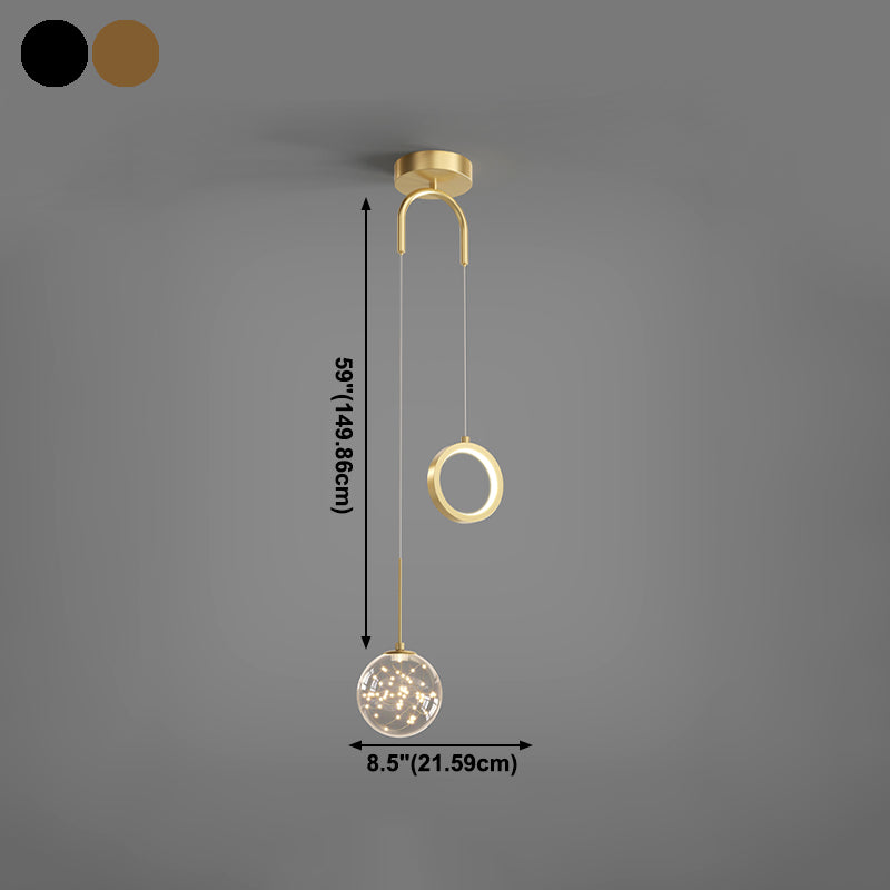 Ball Shape Glass Hanging Light Modern Style 2 lumières suspendues luminaire