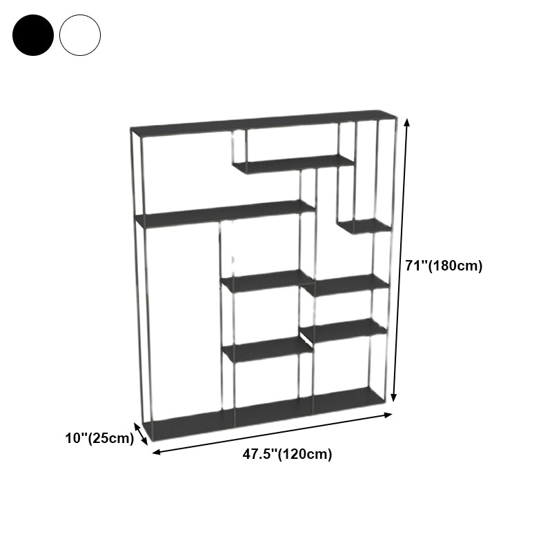 Modern Style Open Shelf Bookcase with Metal Rectangular Shelve