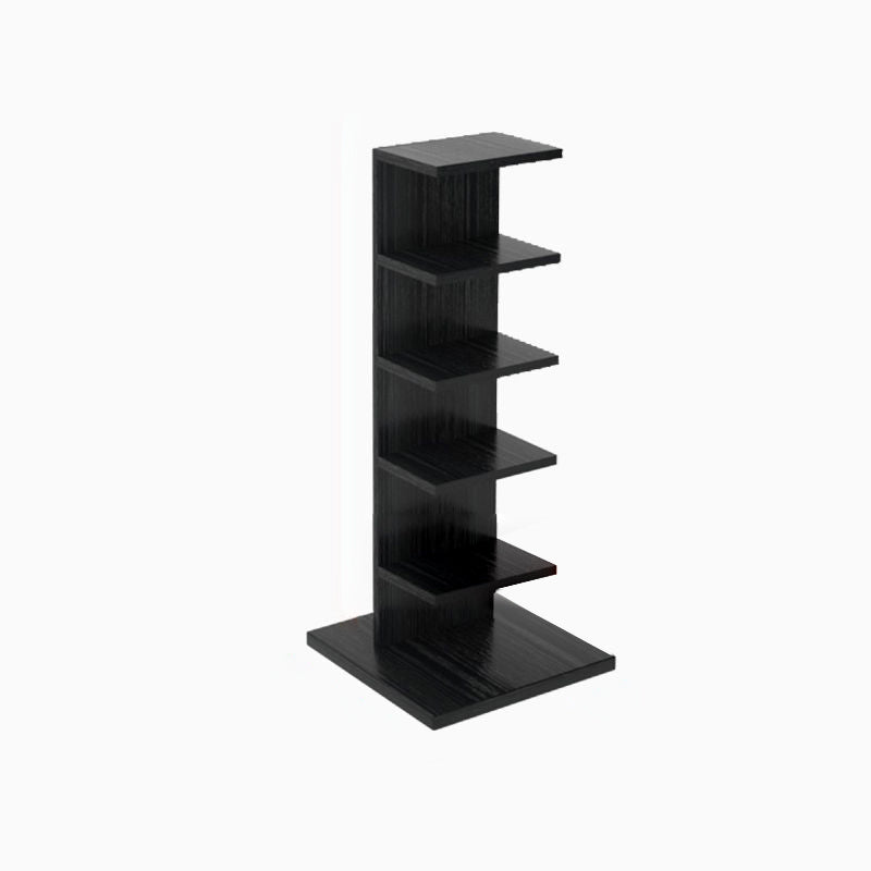 Contemporary Corner Closed Back Bookshelf Manufactured Wood Frame and Shelf