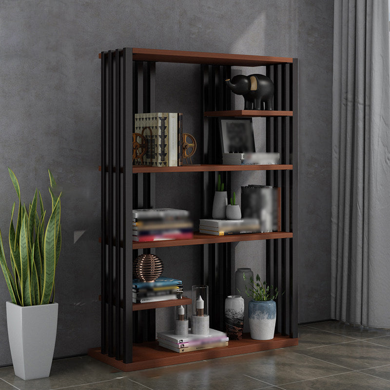 Industrial Style Bookshelf Open Shelf Vertical Metal Shelf with Rectangular Shelves